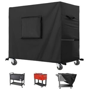 Waterproof 80-100 Qt Rolling Cooler‎ Cart Cover Fits 43L x 22W x 32H inch Black